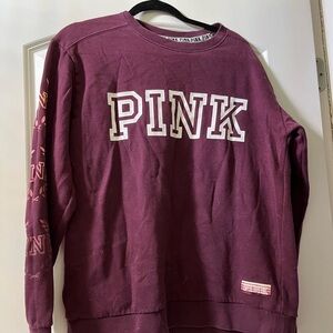 PINK Victoria's Secret Women's Maroon Crew Neck Sweater
